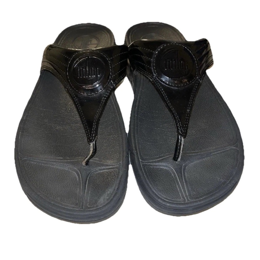 FitFlop Walkstar 3 Black Comfort Flip Flop Sandal Shoe US 9 Womens EUC - Picture 2 of 9